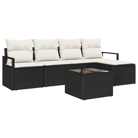 vidaXL Set da giardino 5 pezzi con cuscini marroni in polyrattan