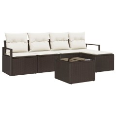 vidaXL Set di divani da giardino 5 pezzi con cuscini in polirattan grigio