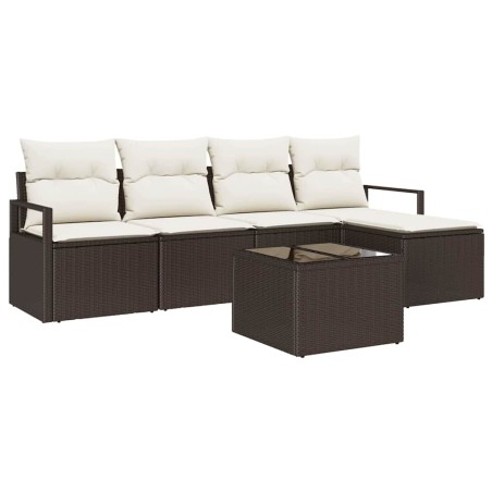 vidaXL Set di divani da giardino 5 pezzi con cuscini in polirattan grigio