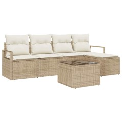 vidaXL Set di divano da giardino 6 pezzi con cuscini in rattan sintetico marrone