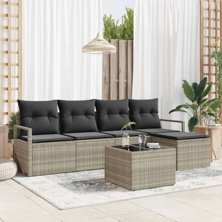 vidaXL Set divani giardino 6 pezzi con cuscini rattan grigio