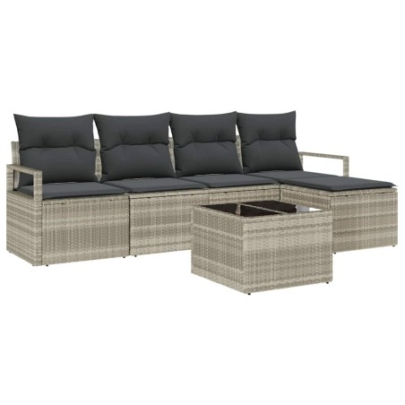 vidaXL Set divani giardino 6 pezzi con cuscini rattan grigio