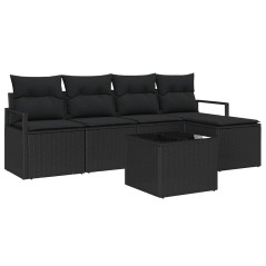 vidaXL Set di divano da giardino 6 pezzi con cuscini in rattan sintetico beige