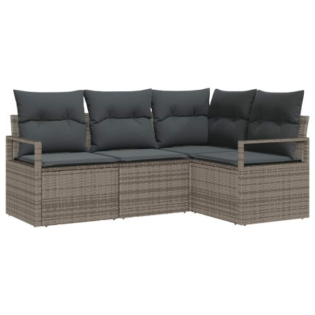 vidaXL Set da giardino da 4 pezzi con cuscini in rattan grigio