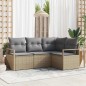 vidaXL Set Divano Giardino da 4 Pezzi con Cuscini Beige in Rattan vidaXL Set Divano Giardino da 4 Pezzi con Cuscini Beige in Rattan