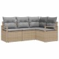 vidaXL Set Divano Giardino da 4 Pezzi con Cuscini Beige in Rattan vidaXL Set Divano Giardino da 4 Pezzi con Cuscini Beige in Rattan