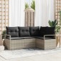vidaXL Set divani da giardino 4 pezzi con cuscini grigio chiaro in poly rattan vidaXL Set divani da giardino 4 pezzi con cuscini grigio chiaro in poly rattan