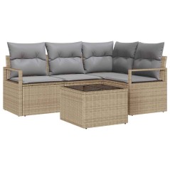 vidaXL Set di divani da giardino 5 pezzi con cuscini neri in polyrattan.