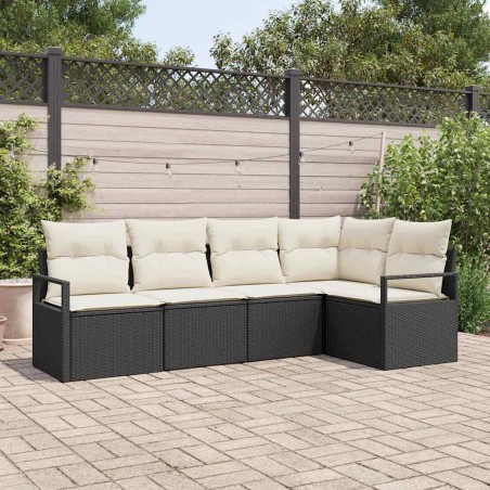 vidaXL Set di divani da giardino 5 pezzi con cuscini in rattan sintetico nero