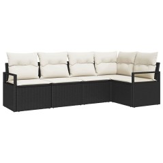 vidaXL Set di divani da giardino 5 pezzi con cuscini in rattan sintetico nero