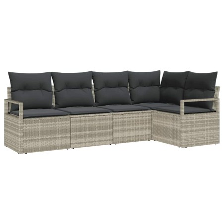 vidaXL Set di divani da giardino 5 pezzi con cuscini grigio chiaro