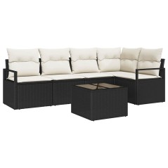 vidaXL Set di divano da giardino 5 pezzi con cuscini in rattan sintetico marrone