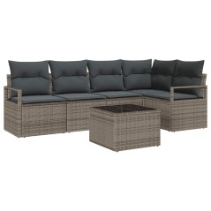 vidaXL Set di Sofà da Giardino 5 Pezzi con Cuscini in Rattan e Poliestere Nero.