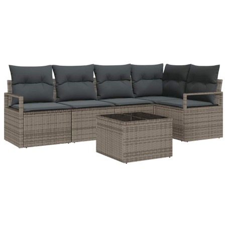 vidaXL Set di Sofà da Giardino 5 Pezzi con Cuscini in Rattan e Poliestere Nero.
