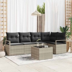 vidaXL Set da Giardino 6 Pezzi con Cuscini Grigi in Poly Rattan