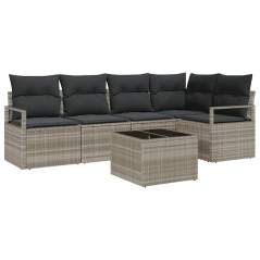 vidaXL Set da Giardino 6 Pezzi con Cuscini Grigi in Poly Rattan