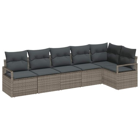vidaXL Set di divani da giardino da 6 pezzi con cuscini grigi in rattan sintetico