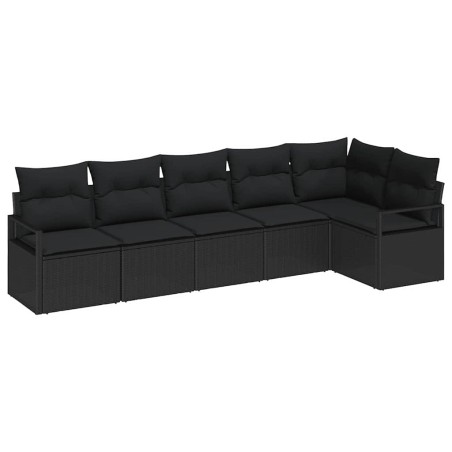vidaXL Set di divani da giardino a 6 pezzi con cuscini neri in polyrattan