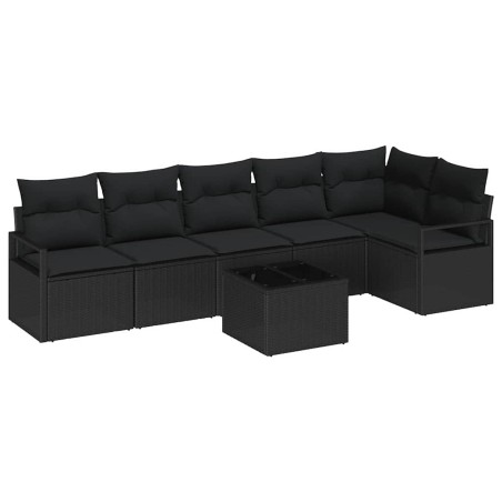 vidaXL Set Divani da Giardino con 7 Pezzi e Cuscini Rattan Poliestere Beige
