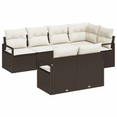 vidaXL Set da Giardino con 7 Pezzi e Cuscini Marroni in Rattan Sintetico