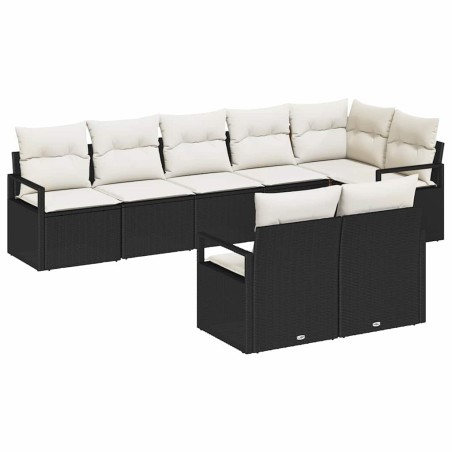 vidaXL Set da Giardino 8 Pezzi in Rattan Nero