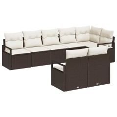 vidaXL Set di divani da giardino 8 pezzi con cuscini, colore marrone, in rattan sintetico