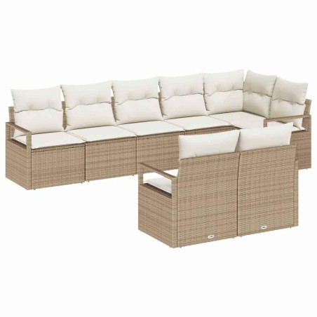 vidaXL Set da Giardino 8 Pezzi con Cuscini Beige in Rattan Sintetico