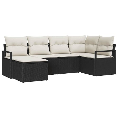 vidaXL Set di divani da giardino in rattan nero, 6 pezzi con cuscini