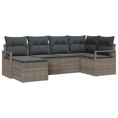 vidaXL Set di divani da giardino 6 pezzi con cuscini in Grigio Rattan Sintetico