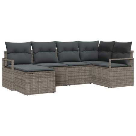 vidaXL Set di divani da giardino 6 pezzi con cuscini in Grigio Rattan Sintetico