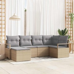 vidaXL Set da Giardino di 6 Pezzi con Cuscini in Rattan Sintetico Beige