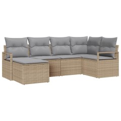 vidaXL Set da Giardino di 6 Pezzi con Cuscini in Rattan Sintetico Beige