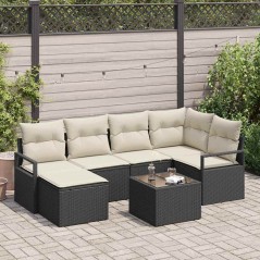 vidaXL Set di divani da giardino vitaXL, 6 pezzi con cuscini in rattan marrone.
