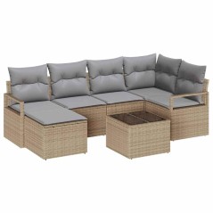 vidaXL Set Divano da Giardino 7 Pezzi con Cuscini in Rattan Sintetico Nero.