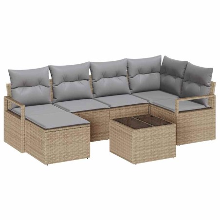 vidaXL Set Divano da Giardino 7 Pezzi con Cuscini in Rattan Sintetico Nero.