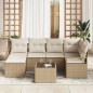 vidaXL Set da Giardino 7 Pezzi con Cuscini in Rattan Sintetico Marrone