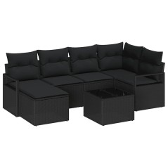 vidaXL Set di divani da giardino 7 pezzi con cuscini in rattan sintetico beige