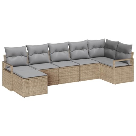 vidaXL Set di divani da giardino 7 pezzi con cuscini beige