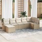 vidaXL Set Divano Giardino 7 Pezzi con Cuscini Beige in Rattan Sintetico vidaXL Set Divano Giardino 7 Pezzi con Cuscini Beige in Rattan Sintetico