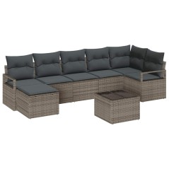 vidaXL Set di divani da giardino in 7 pezzi con cuscini in rattan sintetico nero