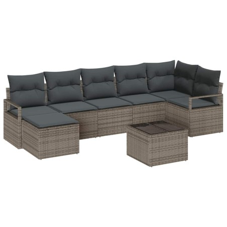 vidaXL Set di divani da giardino in 7 pezzi con cuscini in rattan sintetico nero