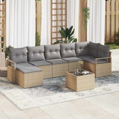 vidaXL Set Divano da Giardino 8 Pezzi con Cuscini in Rattan Sintetico Nero