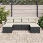 vidaXL Set di divani da giardino , 6 pezzi con cuscini neri in polyrattan