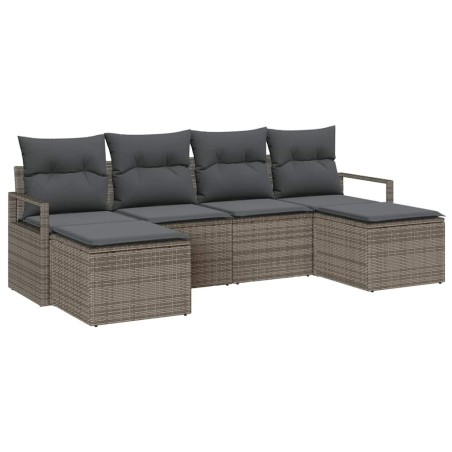 vidaXL Set divano da giardino 6 pezzi con cuscini grigi in rattan sintetico