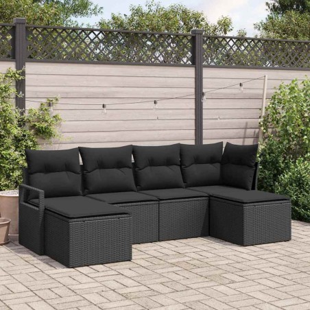 vidaXL Set di divani da giardino 6 pezzi con cuscini in rattan sintetico nero
