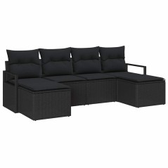 vidaXL Set di divani da giardino 6 pezzi con cuscini in rattan sintetico nero