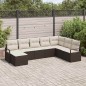 vidaXL Set divano da giardino da 8 pezzi con cuscini in rattan marrone vidaXL Set divano da giardino da 8 pezzi con cuscini in rattan marrone