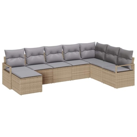 vidaXL Set di divani da giardino 8 pezzi con cuscini beige in rattan sintetico