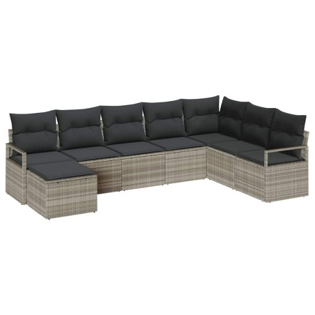 vidaXL Set di Divani da Giardino 8 Pezzi con Cuscini Grigio Chiaro in Rattan Sintetico