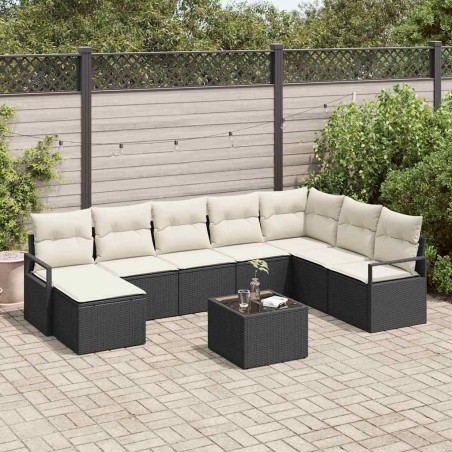 vidaXL Set da giardino 8 pezzi con cuscini marroni in polyrattan